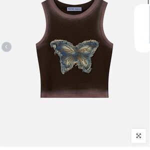 Aelfric Eden Brown Tank Top with Butterfly Patch